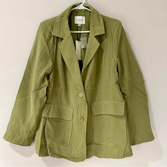 STOOCH Gauze Cotton Shell Flap Pocket 2-button Blazer Moss Green - NWT - Size M - Picture 2 of 8